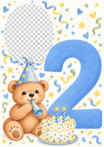 Birthday Bear Age 2 Card Boy
