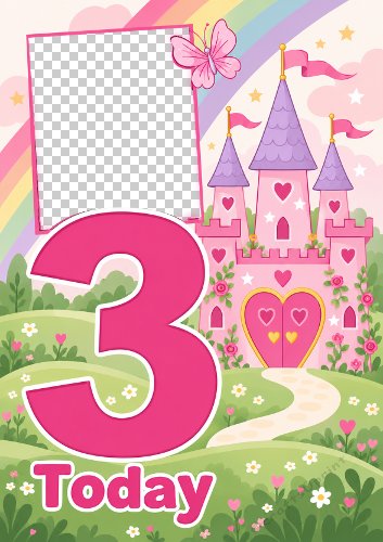 Rainbow Princess Age 3 Aperture Photo Card