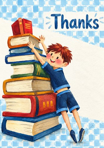 Boy with Books Thank You Teacher Card