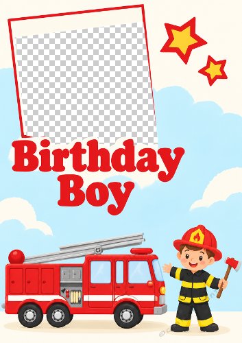 Fire Fighter Birthday Photo Card