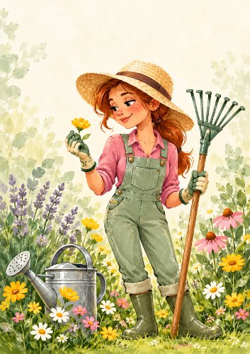 Cartoon Gardener Card