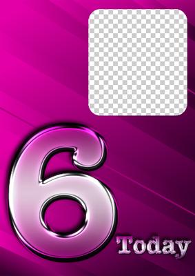 Metallic Age 6 Photo Card Pink