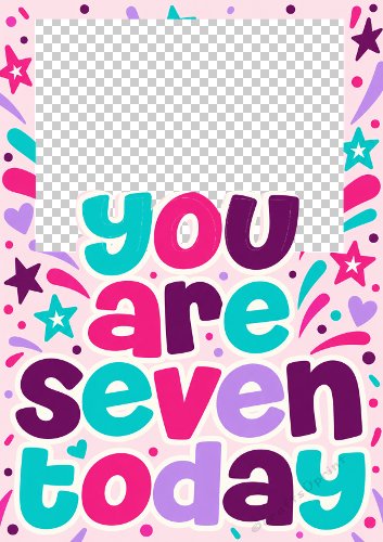 You Are Seven Girls Birthday Card