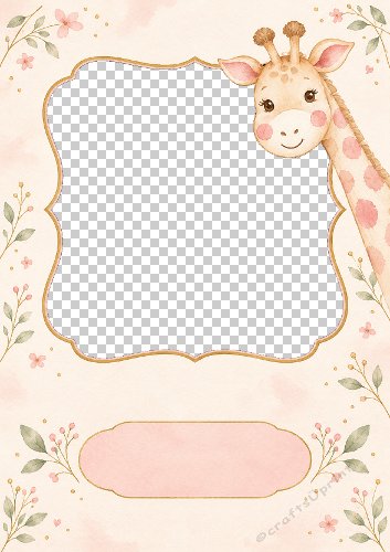 Baby Girl Giraffe Photo Card