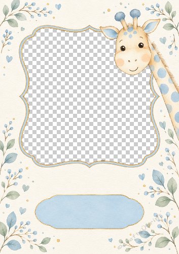Baby Boy Giraffe Photo Card