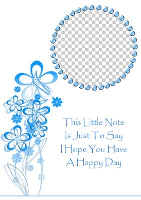 Blue Flowers and Frame Photo Card