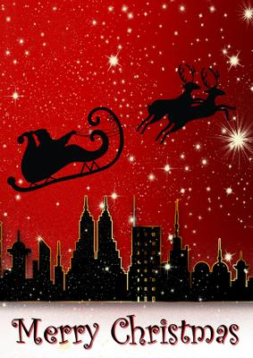 Christmas Silhouette City Scene