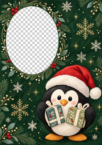 Christmas Penguin Aperture Card