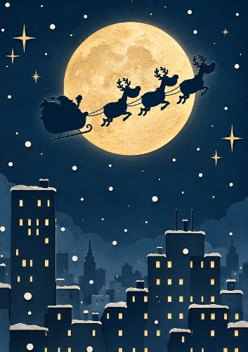 Cartoon Christmas Night Scene