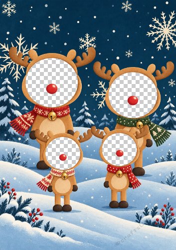 Reindeer Family Photo Card