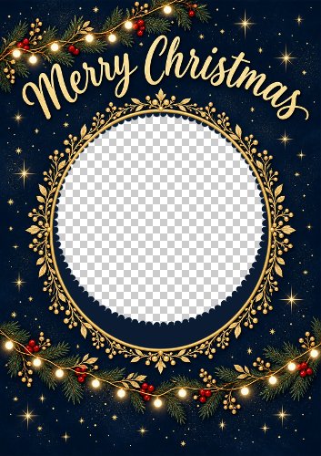 Black Snowflake Frame Christmas Card