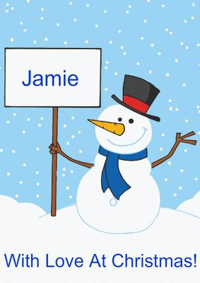 Snowman Holding a Sign
