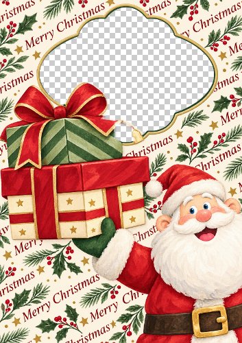 Santa Holding Gifts Photo Card