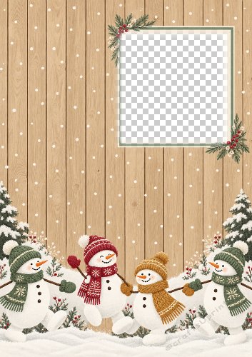 Wooden Snowman Aperture Card