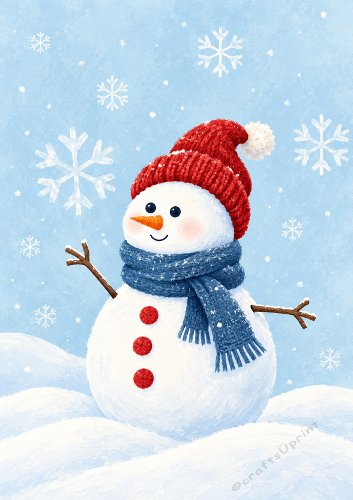 Cute Snowman with Snowflakes