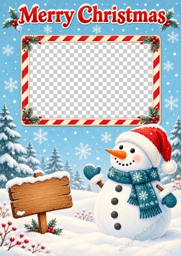 Snowman Photo Card with Sign