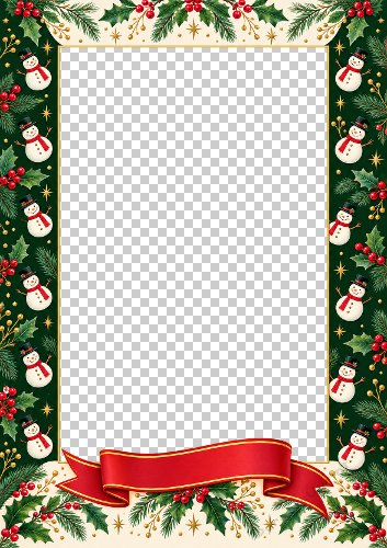 Snowman and Holly Frame Photo Card