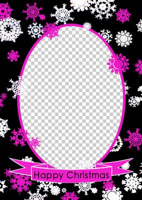 Black, White and Pink Snowflake Frame