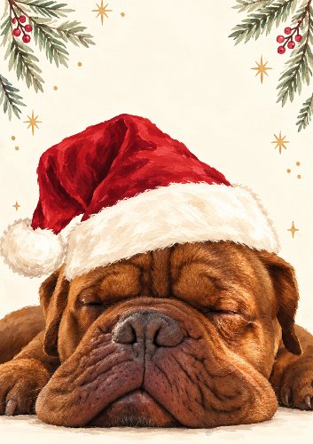 Sleeping Dog Christmas Card