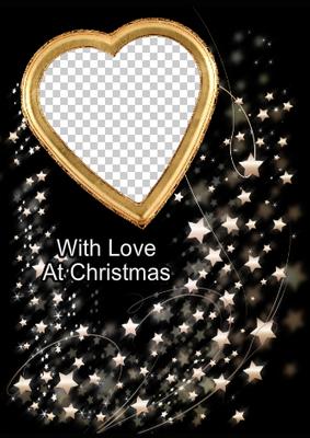Gold Heart and Stars Photo Card