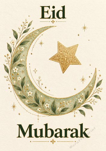 Eid Mubarak Moon and Star