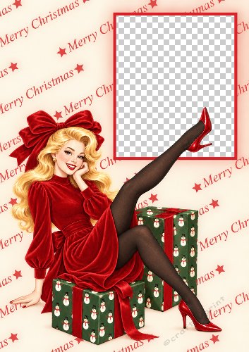 Sexy Cartoon Pin Up Christmas Aperture Card
