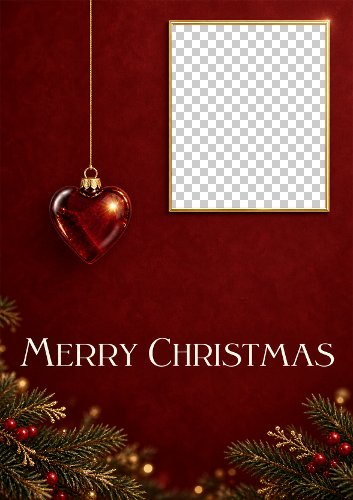 Hanging Heart Bauble Christmas Aperture Card