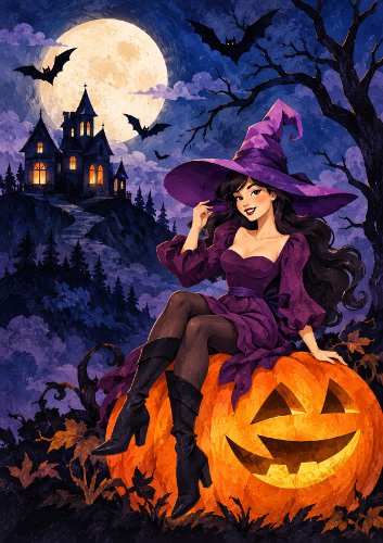 Sexy Cartoon Pin Up Halloween Card