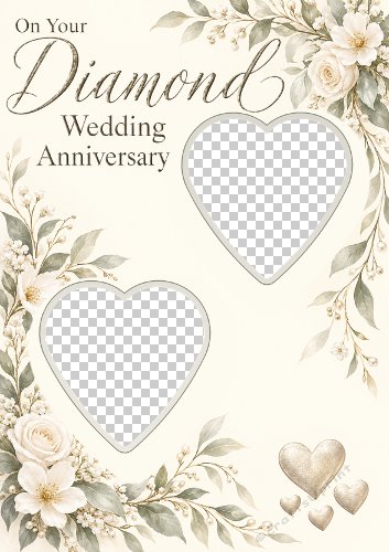 Diamond Wedding Anniversary Hearts Photo Card