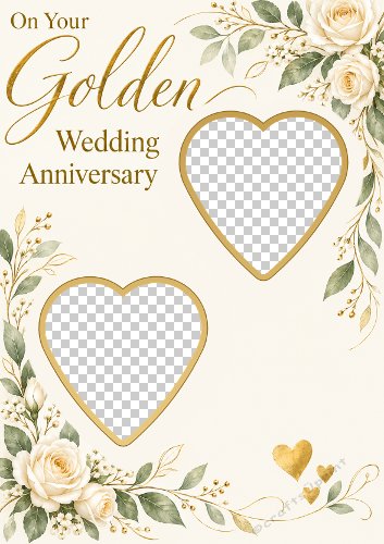 Golden Wedding Anniversary Hearts Photo Card