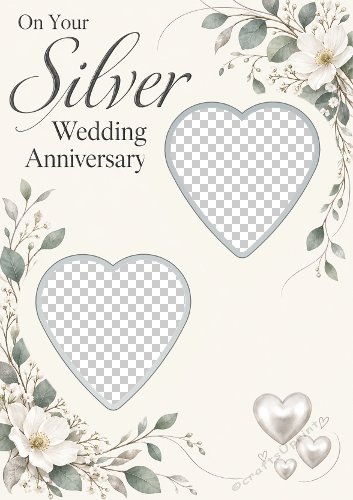 Silver Wedding Anniversary Hearts Photo Card
