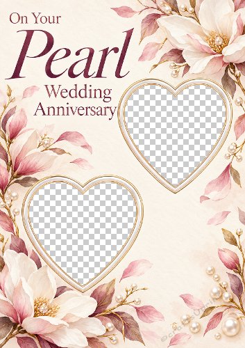 Pearl Wedding Anniversary Hearts Photo Card