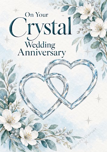 Crystal Wedding Anniversary Hearts Entwined Card