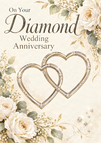 Diamond Wedding Anniversary Hearts Entwined Card