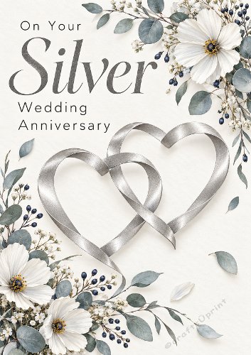 Silver Wedding Anniversary Hearts Entwined Card