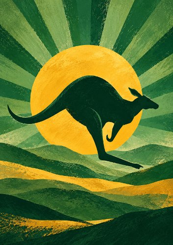 Kangaroo Sun Australia Day Card