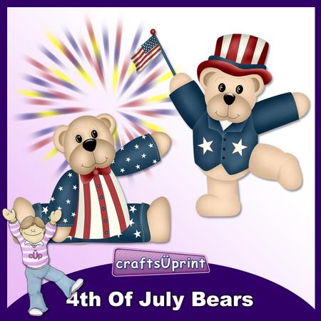 4th of July Bears Clip Art