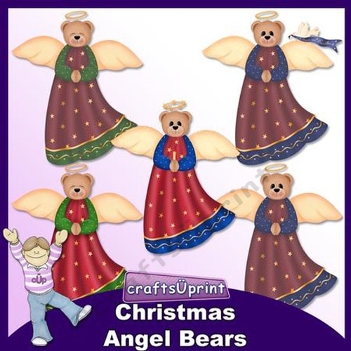 Christmas Angel Bears Clip Art