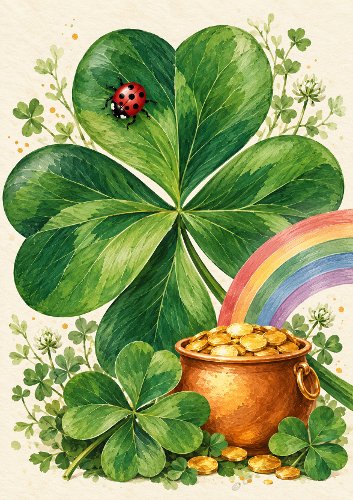 Pot of Gold Saint Patricks Day or Good Luck Card