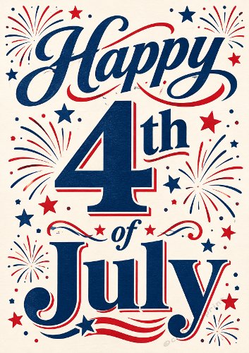 4th of July Word Art Card