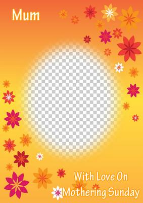 Sunset Orange Floral Aperture Card