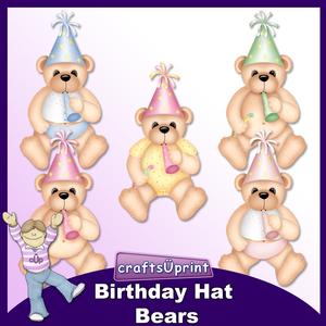 Birthday Hat Bears Clip Art Kit