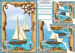 Men's Sailing Birthday Corner Stacker Card