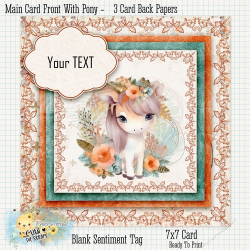Floral Pony Card 7X7