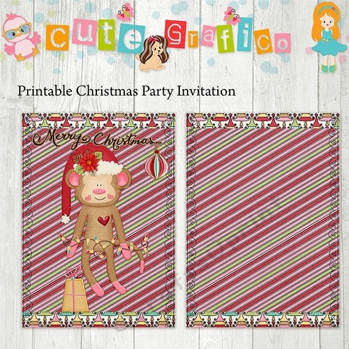 Printable Christmas party invitation-Printable Christmas Card-