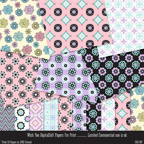 Wish You digital paper 12x12, digital scrapbooking paper, Birthday Chic