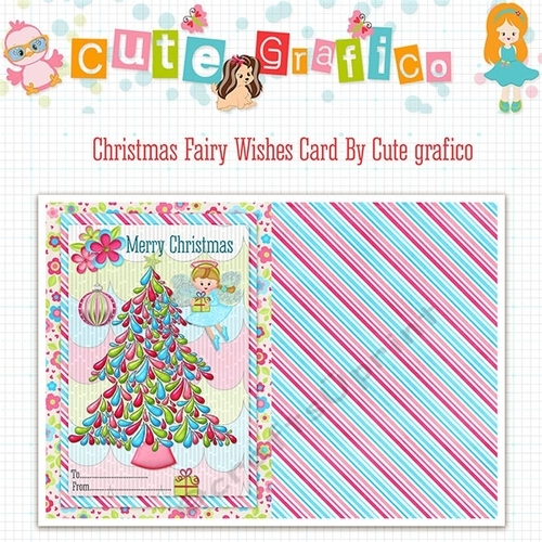 Christmas Fairy Wishes Card Cute grafico