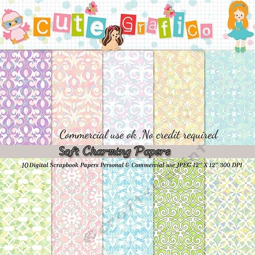 Soft Charm Dogital Papers -Commercial use ok -No credit required 