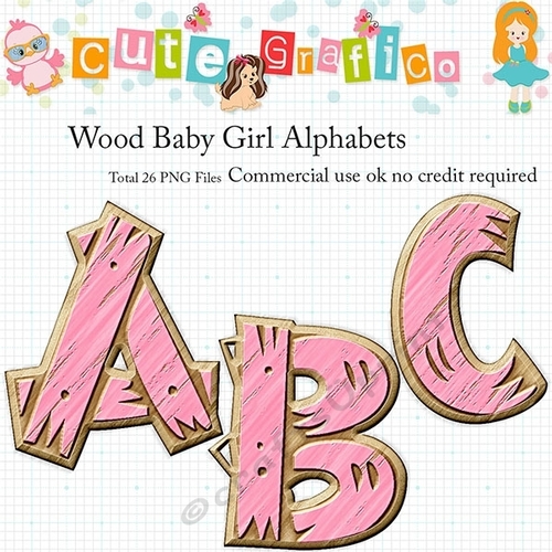 Wood  Alphabets For Baby Girl (CU)