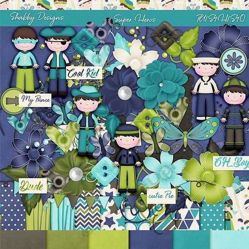 Super Heroes Digital Scrapbook Kit-Birthday Boys Cliparts .